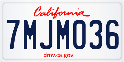 CA license plate 7MJM036