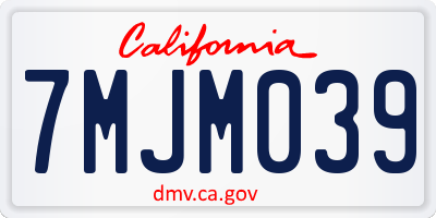 CA license plate 7MJM039