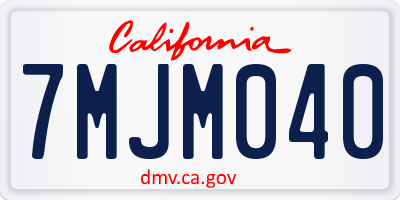 CA license plate 7MJM040