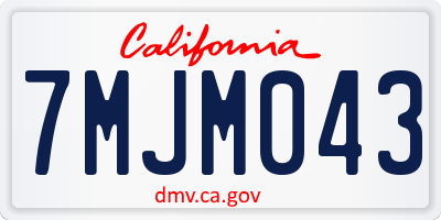 CA license plate 7MJM043