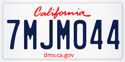 CA license plate 7MJM044