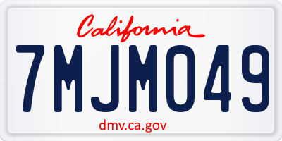 CA license plate 7MJM049