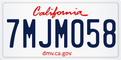 CA license plate 7MJM058