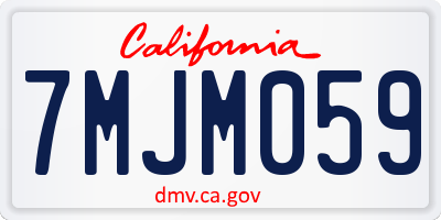 CA license plate 7MJM059