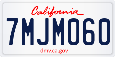 CA license plate 7MJM060