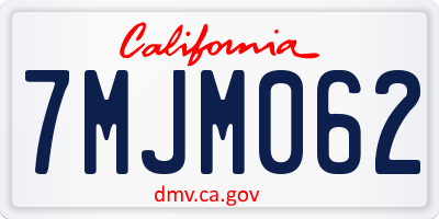 CA license plate 7MJM062