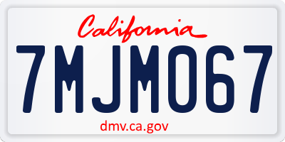 CA license plate 7MJM067