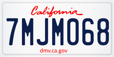 CA license plate 7MJM068