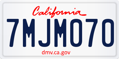 CA license plate 7MJM070