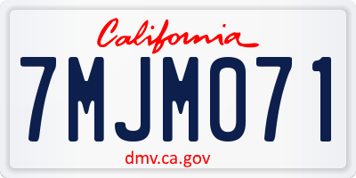 CA license plate 7MJM071