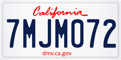 CA license plate 7MJM072