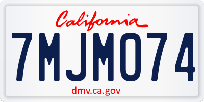 CA license plate 7MJM074