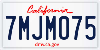 CA license plate 7MJM075