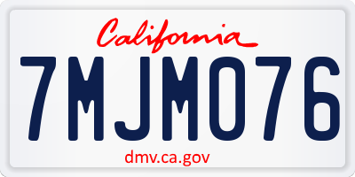 CA license plate 7MJM076