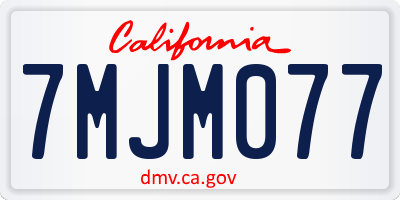 CA license plate 7MJM077