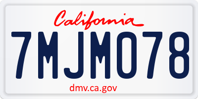 CA license plate 7MJM078