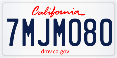 CA license plate 7MJM080