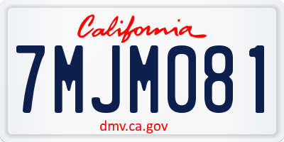 CA license plate 7MJM081