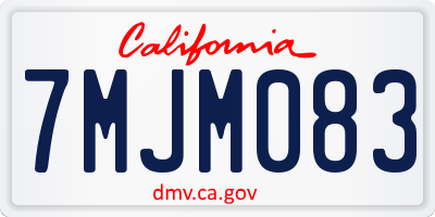 CA license plate 7MJM083