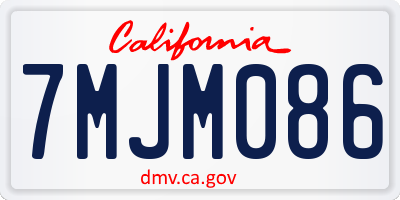 CA license plate 7MJM086