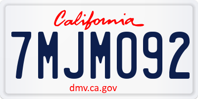 CA license plate 7MJM092