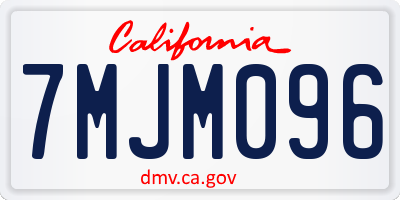 CA license plate 7MJM096