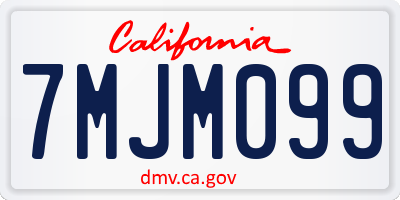 CA license plate 7MJM099