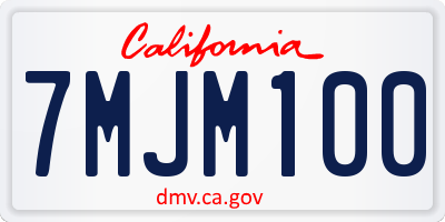 CA license plate 7MJM100