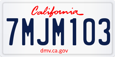 CA license plate 7MJM103