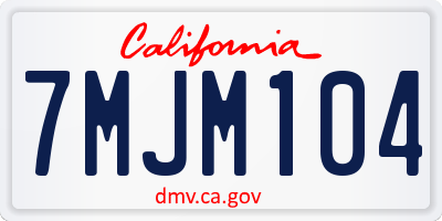 CA license plate 7MJM104