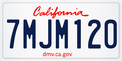 CA license plate 7MJM120