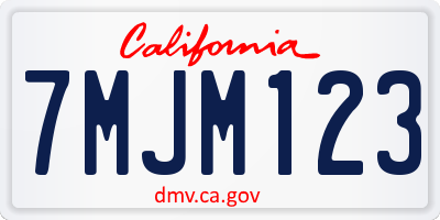 CA license plate 7MJM123