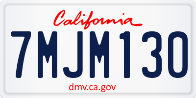 CA license plate 7MJM130