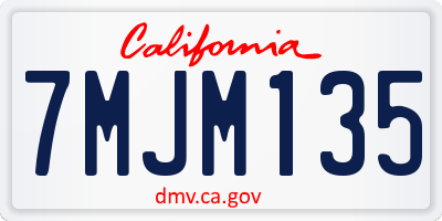 CA license plate 7MJM135