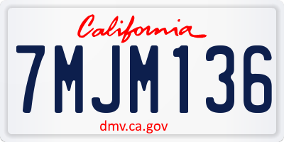 CA license plate 7MJM136