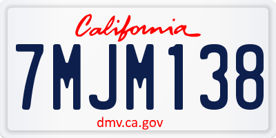 CA license plate 7MJM138