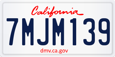 CA license plate 7MJM139