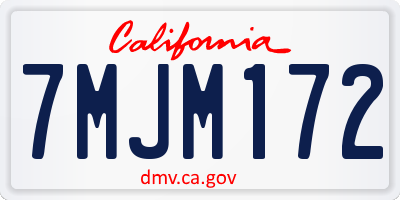 CA license plate 7MJM172