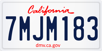 CA license plate 7MJM183