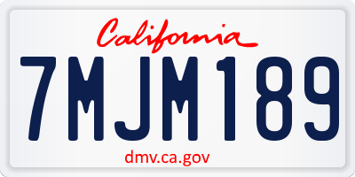 CA license plate 7MJM189