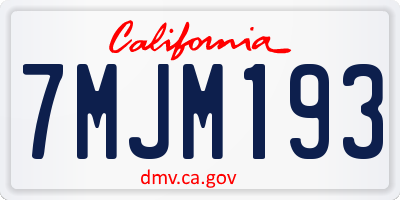 CA license plate 7MJM193