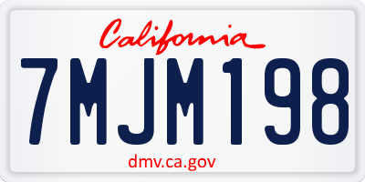 CA license plate 7MJM198