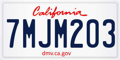 CA license plate 7MJM203