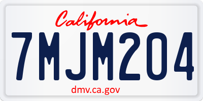 CA license plate 7MJM204