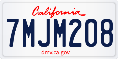 CA license plate 7MJM208