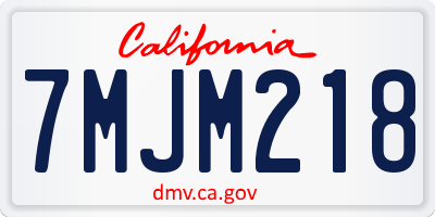 CA license plate 7MJM218