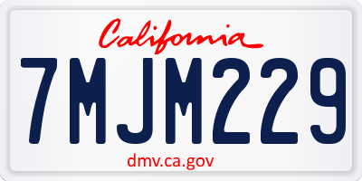 CA license plate 7MJM229