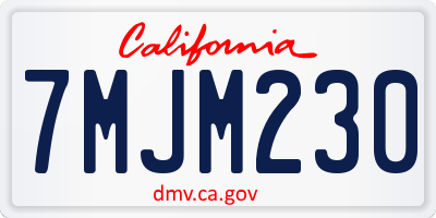 CA license plate 7MJM230