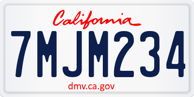 CA license plate 7MJM234