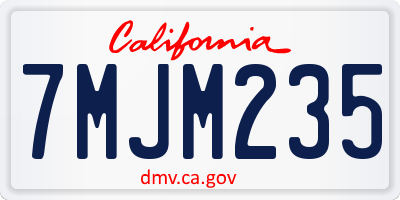 CA license plate 7MJM235